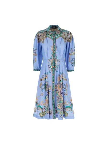 Sukienka koszulowa Etro w kwiatki do kolan