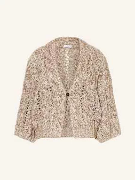 Brunello Cucinelli Kardigan Z Dodatkiem Kaszmiru I Cekinami braun beżowy