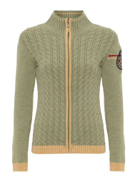 Jacey Quinn Geacă tricotată maro / muștar / verde galben