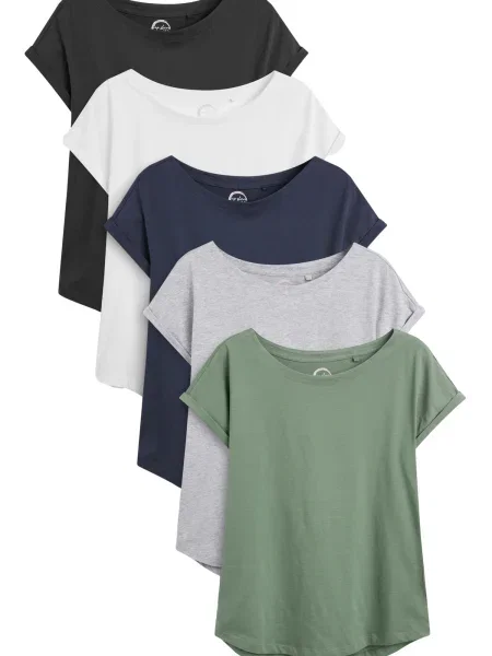 Next Tricou bleumarin / gri / verde / negru alb