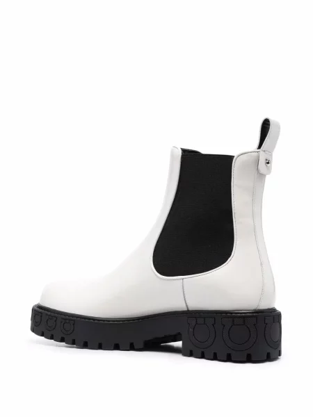 Botine chelsea Ferragamo alb