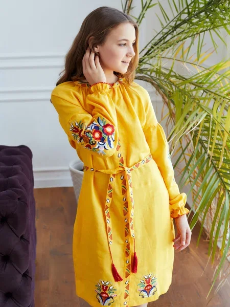 Детское платье Folk Moda желтое