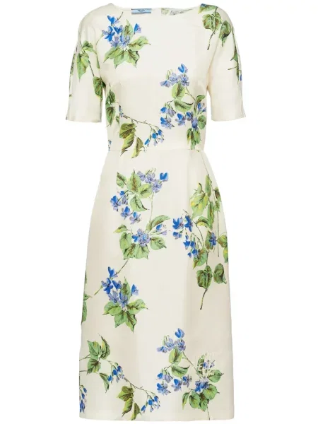 Rochie Prada cu model floral cu imagine din țesătură twill