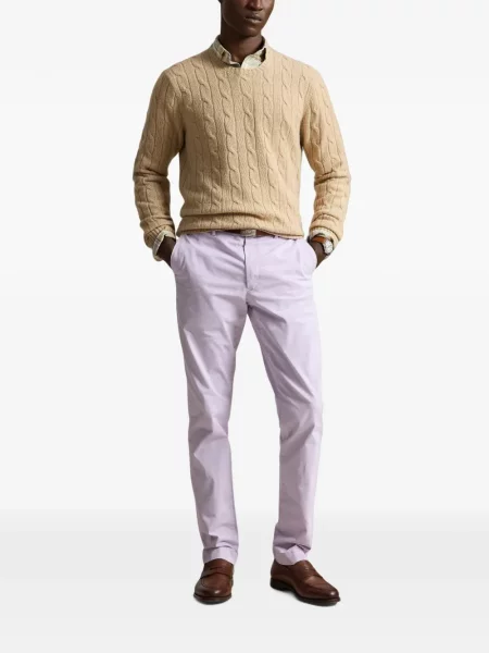 Pulover Polo Ralph Lauren cu broderie din satin violet