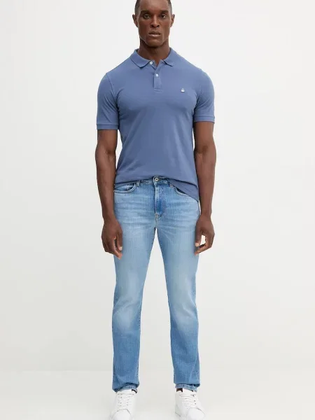 United Colors of Benetton polo majica z elastanom modra