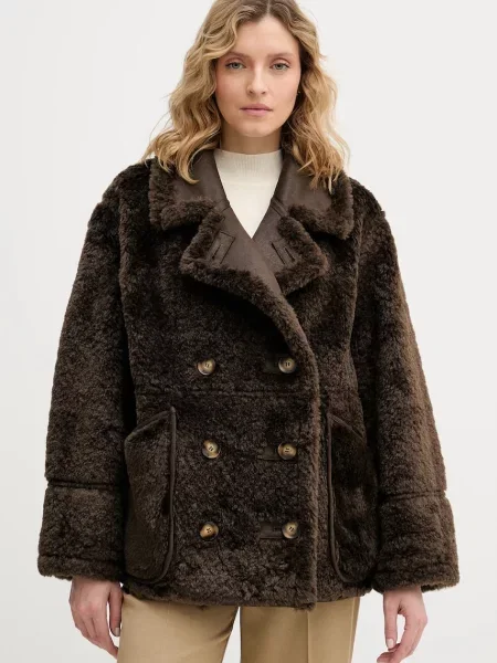 Pedro del Hierro płaszcz dwustronny brązowy