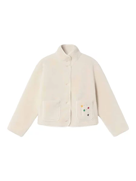 Hanorac din fleece Thinking Mu din fleece alb