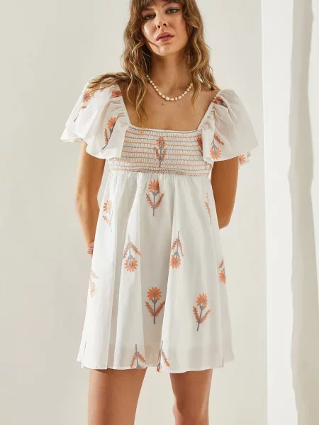 Bianco Lucci Rochie gri / portocaliu deschis alb