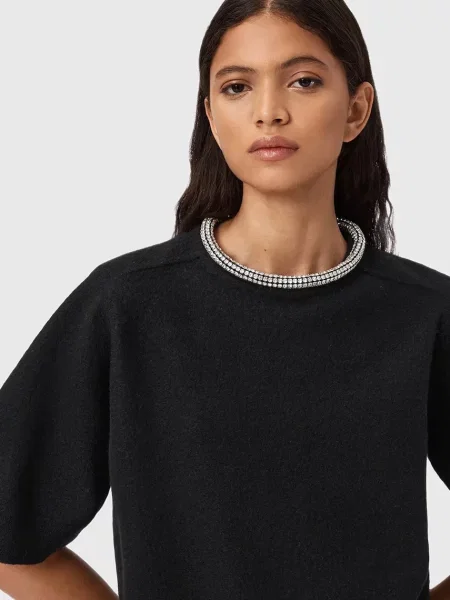 Вовняна футболка AllSaints ODELL чорний