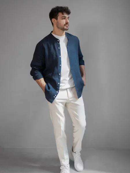 Льняная рубашка Andreas Moskin синяя