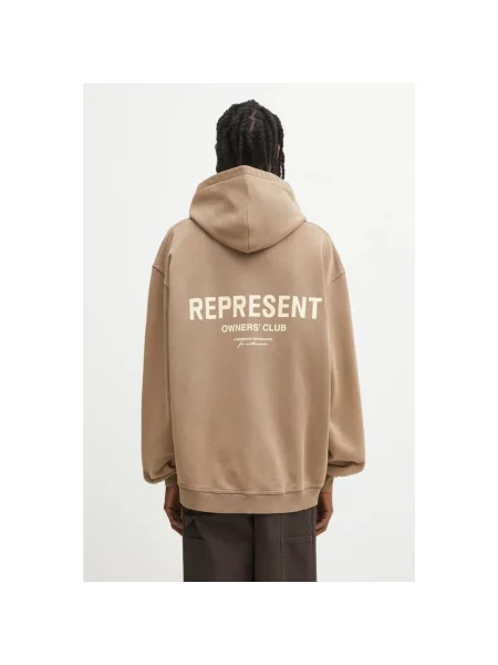 Represent bluza Represent Owners Club z kapturem z nadrukiem beżowy