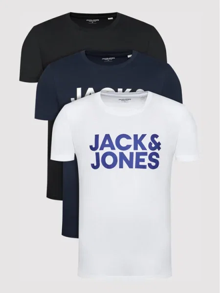 JACK & JONES Póló JJECorp tengerészkék / encián / fekete fehér