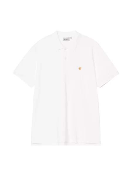 T-shirt Carhartt WIP S/S Chase Pique Polo UNISEX White/ Gold M biała