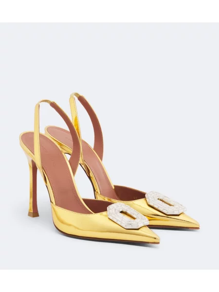 Pantofi cu toc Amina Muaddi din piele slingback