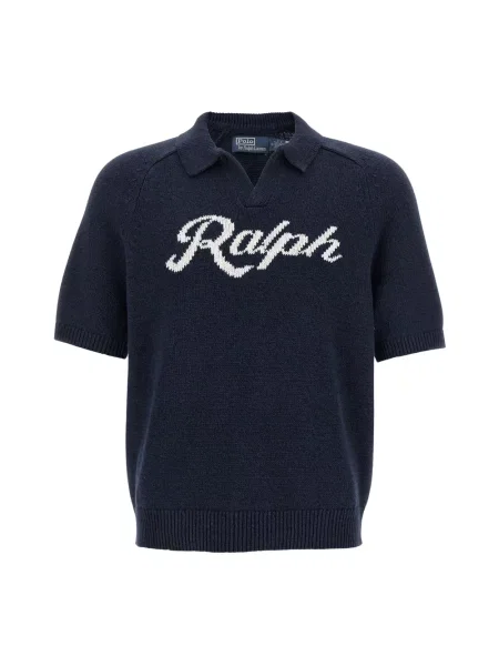 Lniana koszulka polo Polo Ralph Lauren z logo niebieska
