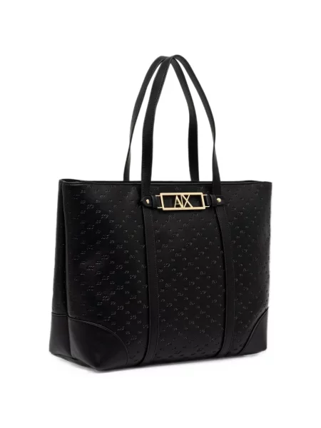 Geantă shopper Armani Exchange cu autograf negru