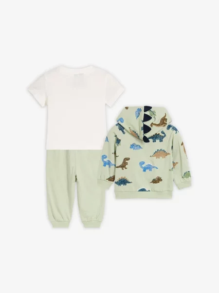 Bluza T-shirt i spodnie dresowe z czystej bawełny organicznej 3 części zielona