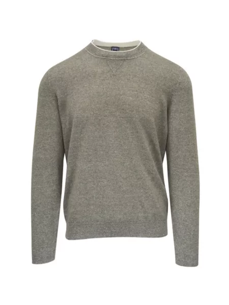 Pulover Fedeli din cașmir cu decolteu rotund verde