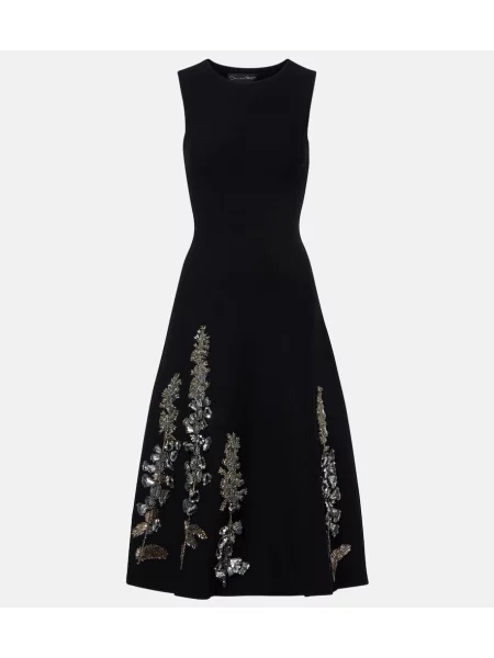 Rochie midi Oscar De La Renta din jacard până la genunchi de costum negru