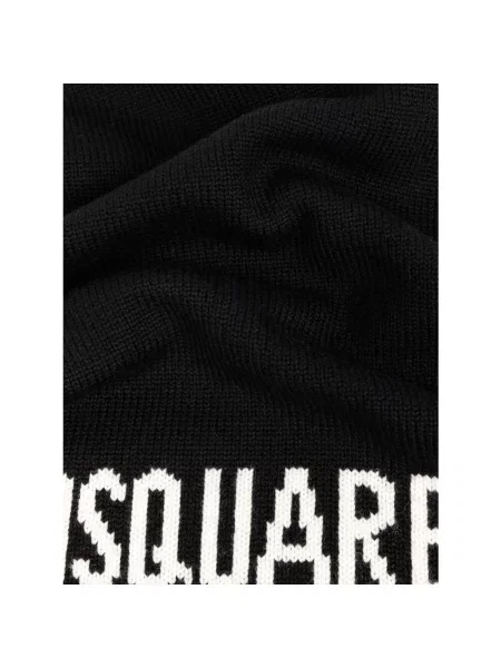 Szal Dsquared2 wełniana z logo czarna