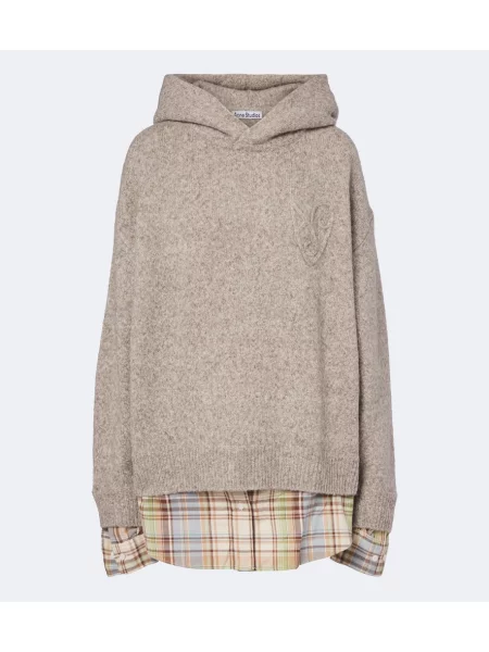 Hanorac cu glugă Acne Studios de lână bej