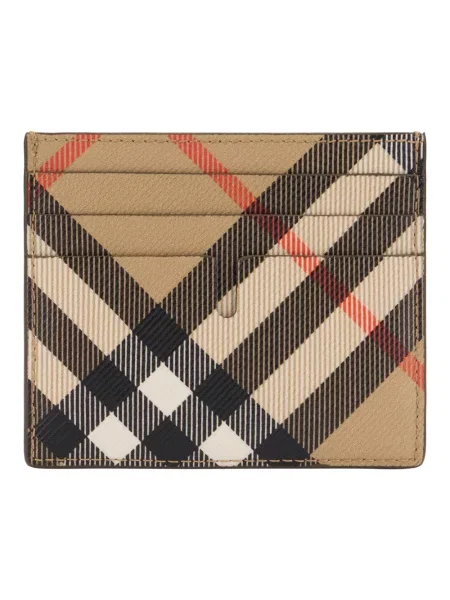 Portfel Burberry skórzany w kratę retro beżowy