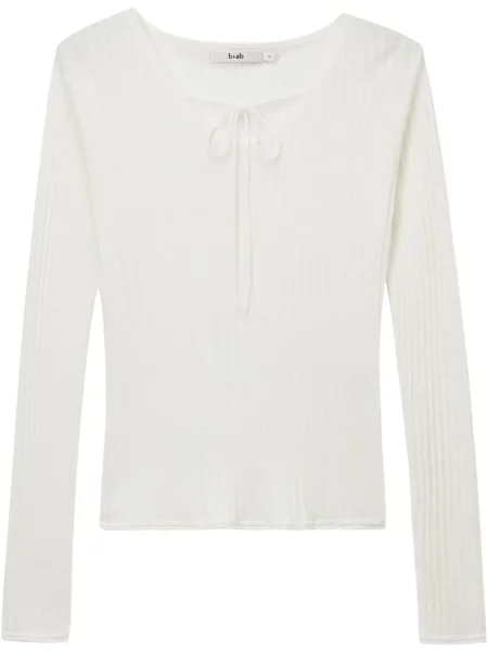 Dzianinowy top B+ab prążkowany biały