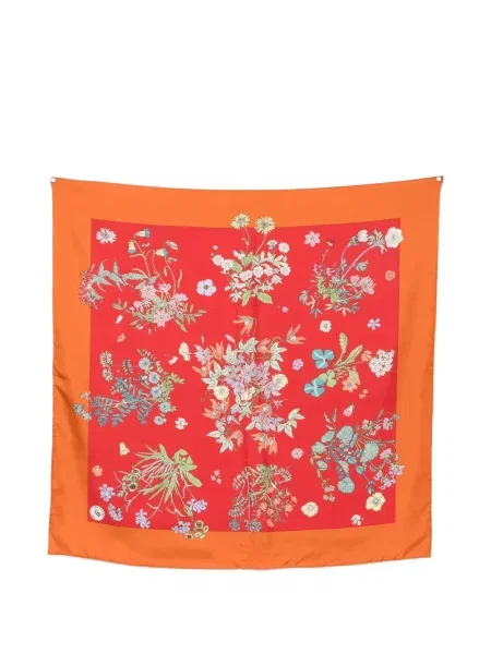 Fular Mantero 1902 de mătase cu model floral cu imagine roșu