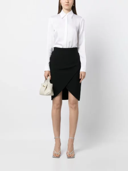 Lung cămașă Michael Kors Collection tricotate asimetrică alb