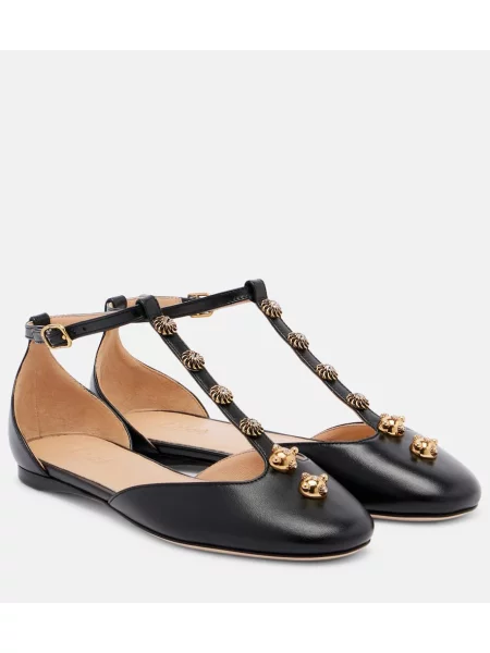 Balerini Chloé din piele negru