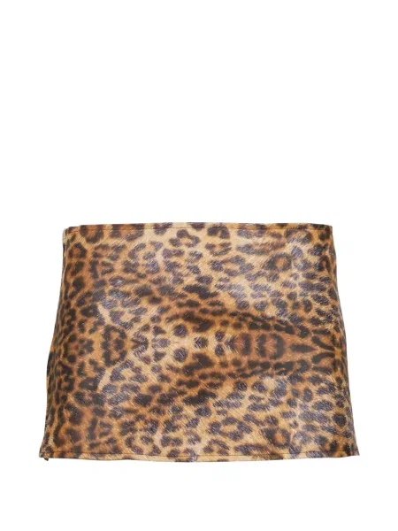 Fusta mini La Maskarade cu imagine cu model leopard maro