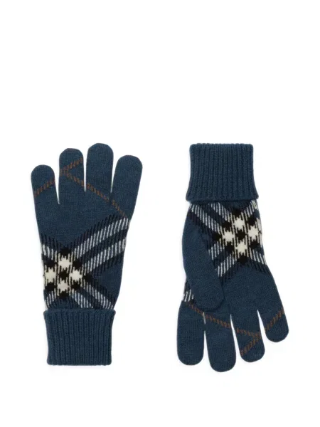 Kašmírové kostkované rukavice Burberry modré