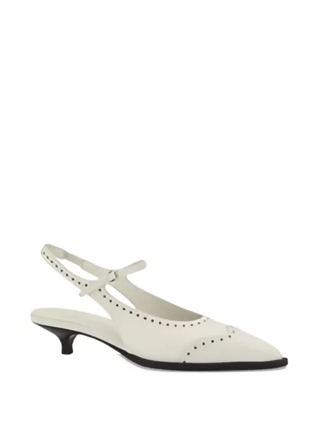 Pantofi cu toc Miu Miu din piele slingback alb