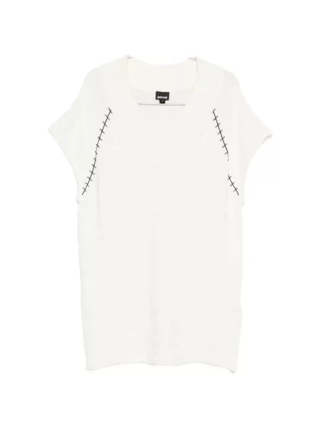 Rochie mini Just Cavalli cu decolteu în V alb