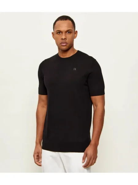 Karl Lagerfeld Pulover cu adaos de mătase negru