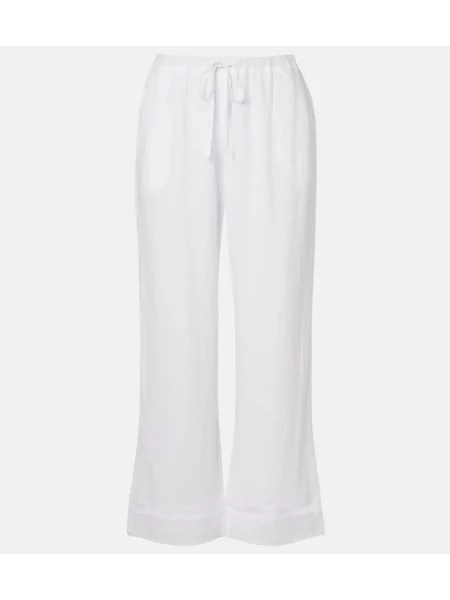 Pantaloni Velvet de catifea cu picior lat alb