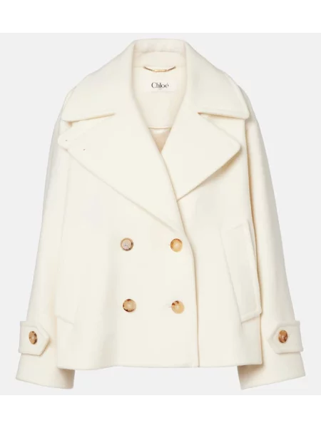 Вълнено палто Chloé бяло