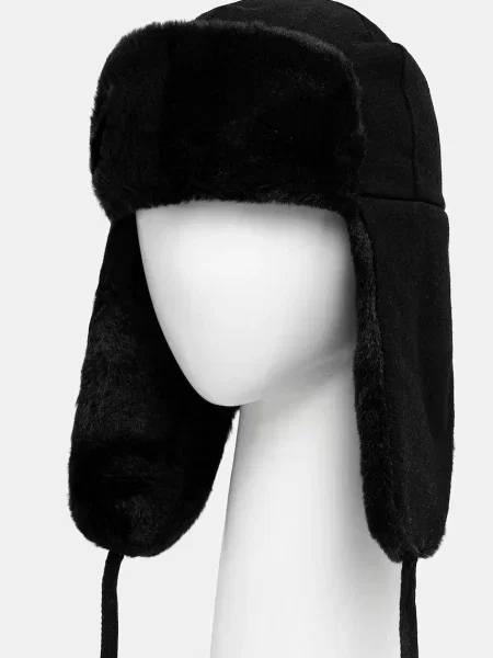 Kangol căciulă din amestec de lână Wool Ushanka din tricot gros negru