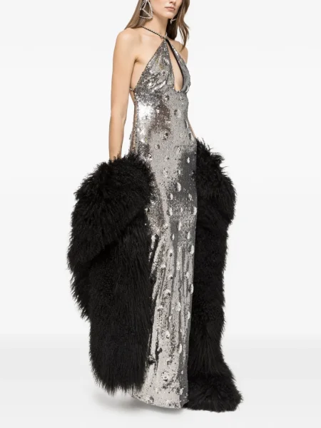 Rochie maxi Nissa de costum argintiu
