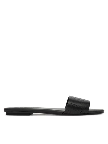 Šlepetės Calvin Klein Org Flat Sndl One Bar Lth Aop juoda