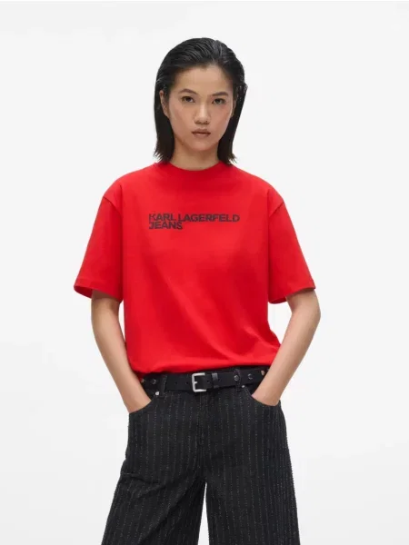 KARL LAGERFELD JEANS Tričko červená čierna