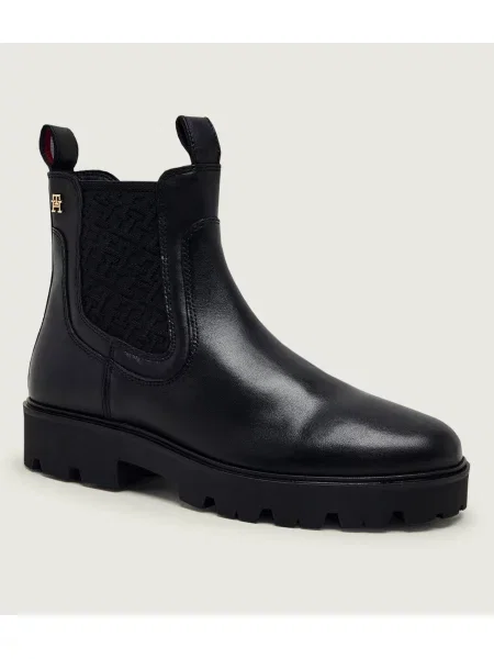 Tommy Hilfiger De piele ghete chelsea Chelsea negru