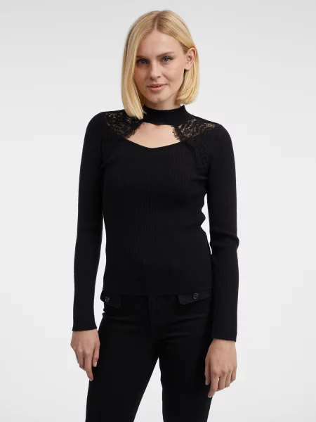 Sweter Orsay koronkowy czarny
