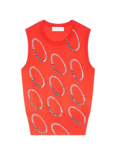 Haftowana kamizelka Dries Van Noten czerwona
