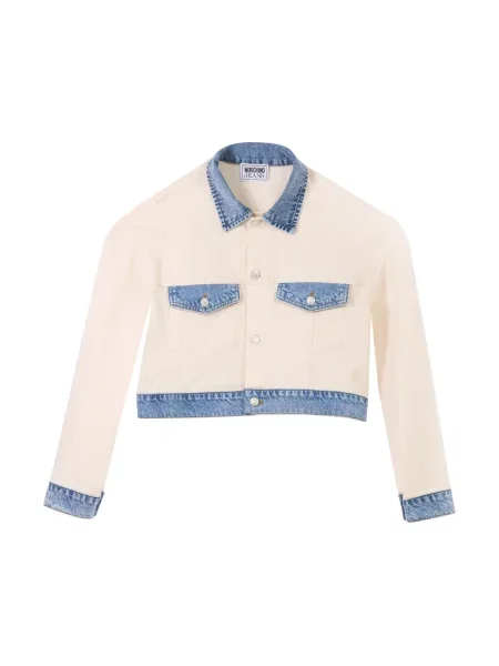 Krótka kurtka jeansowa Moschino beżowa