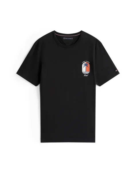 TOMMY HILFIGER Tricou PALM TREE albastru închis / roșu deschis / negru alb