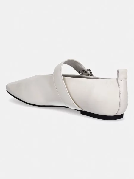 Tommy Jeans baleriny skórzane TJW BALLERINA BUCKLE beżowe