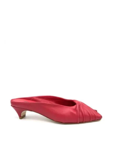 Klapki mules Halmanera skórzane różowe