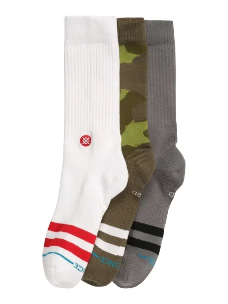 Stance Sportzoknik szürke / olíva / világoszöld / piros fehér