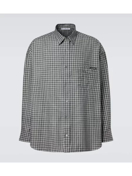 Cămașă Acne Studios în carouri de flanelă negru